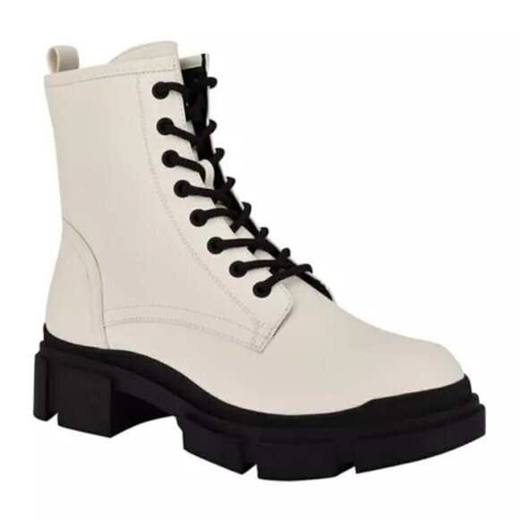 Nine West Arde Casual Combat Booties Ivory 8M - Picture 1 of 5
